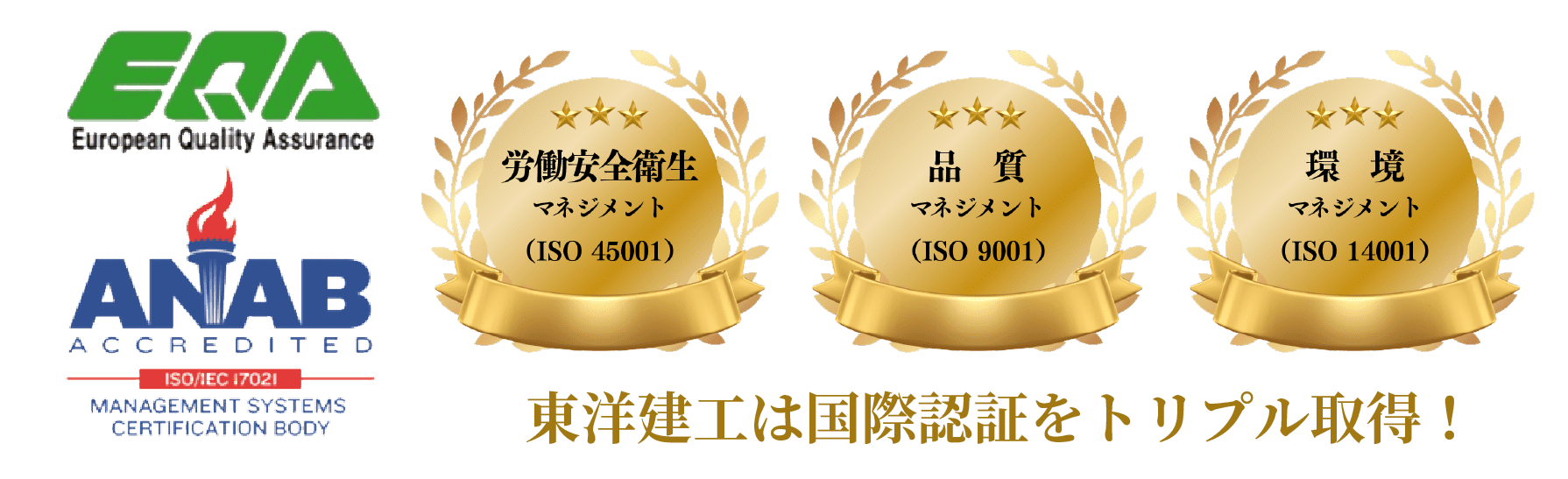 東洋建工は労働安全衛生マネジメントシステムの国際規格認証を取得