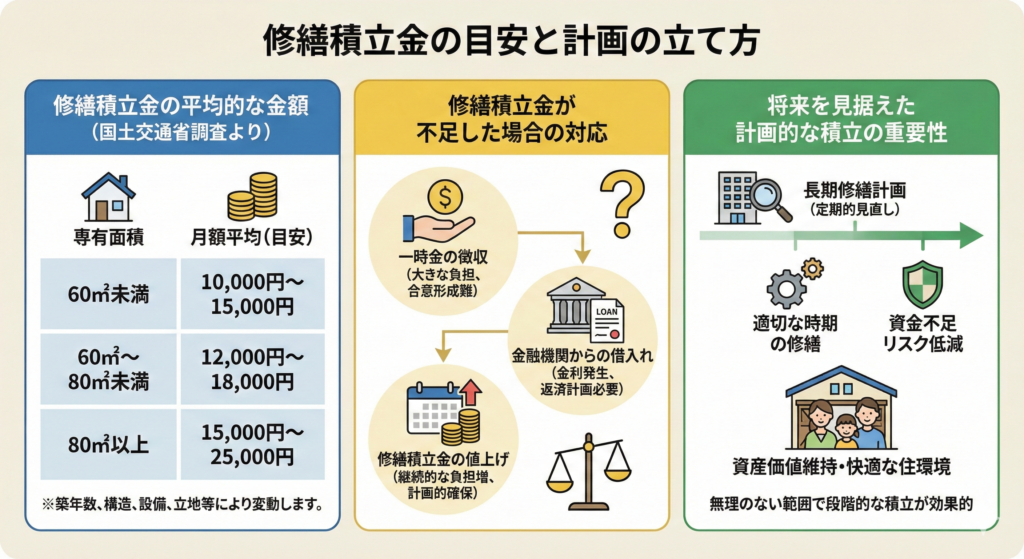 修繕積立金の目安と計画の立て方　図解