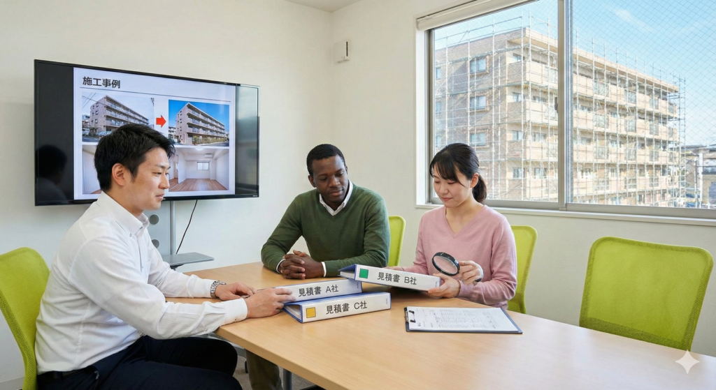 管理組合と施工会社との打ち合わせ