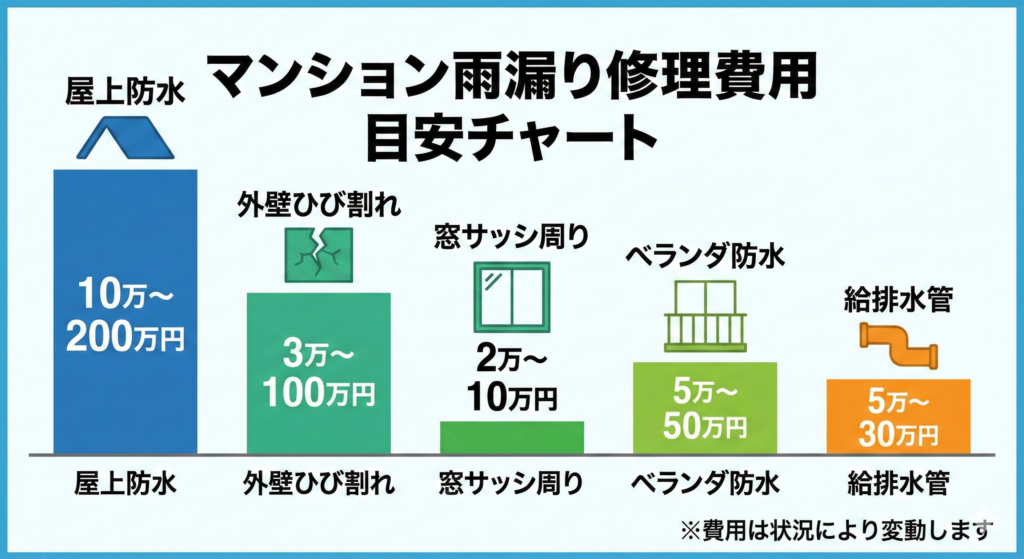 マンション雨漏り修理費用目安チャート図解