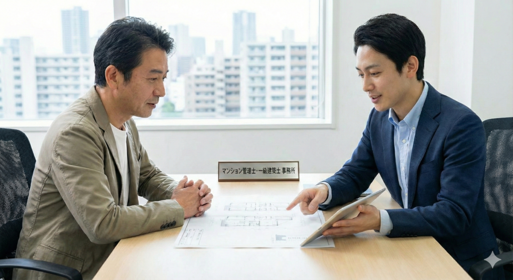 管理組合と設計士との打ち合わせ