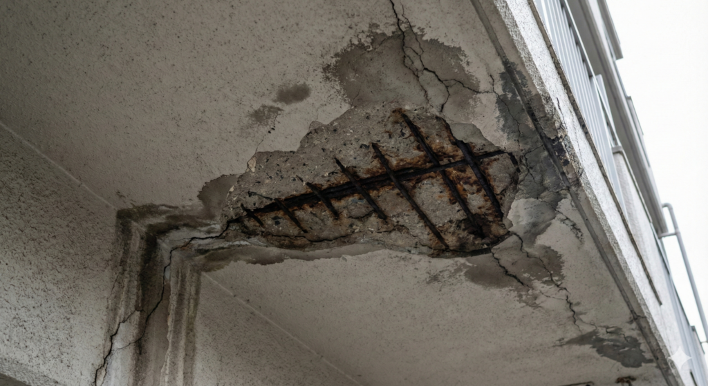 クラックしたベランダ