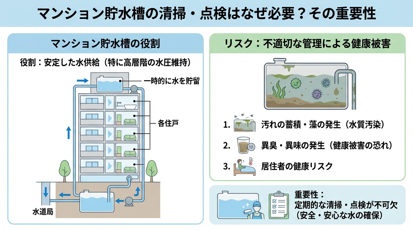 マンション貯水槽の清掃・点検はなぜ必要?その重要性