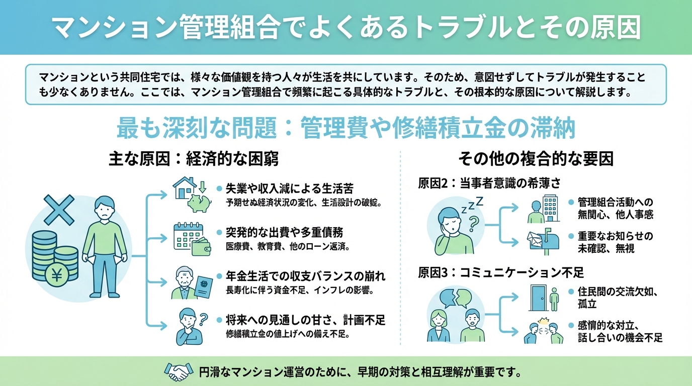 マンション管理組合でよくあるトラブルとその原因