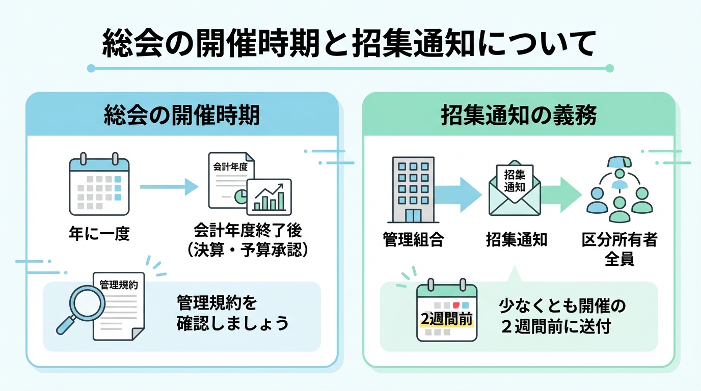 総会の開催時期と招集通知について