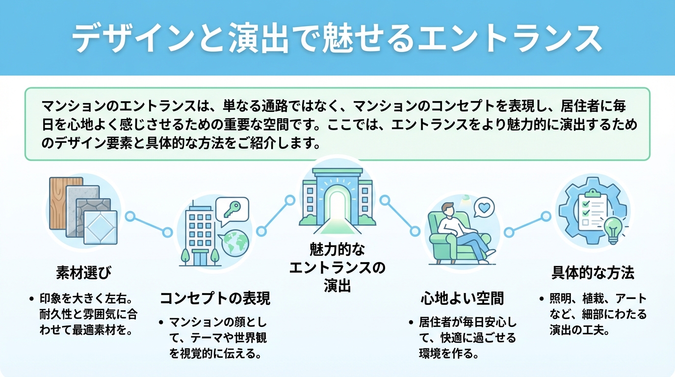 デザインと演出で魅せるエントランス