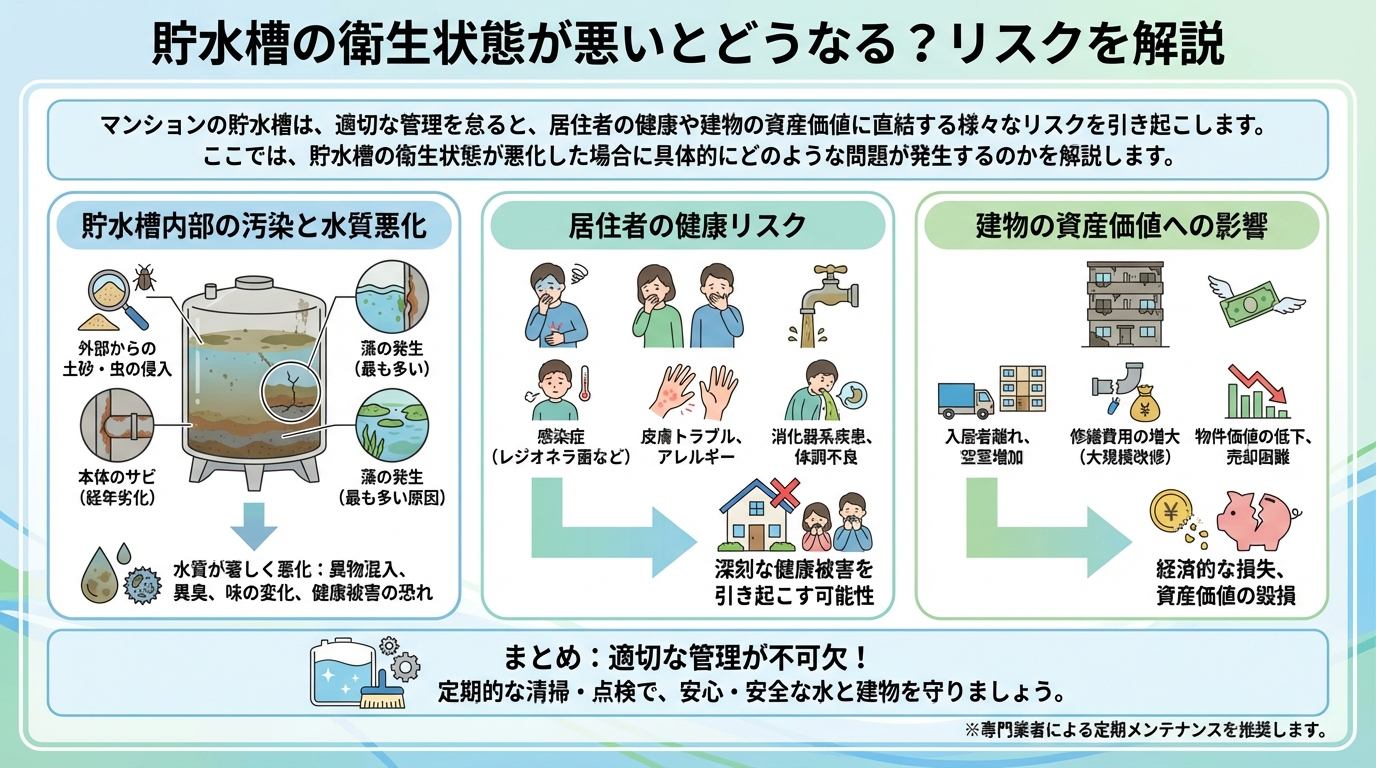 貯水槽の衛生状態が悪いとどうなる?リスクを解説