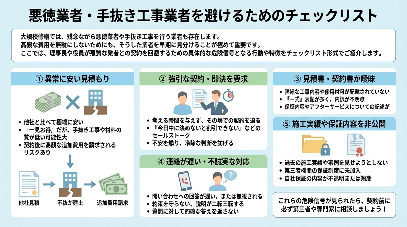 悪徳業者・手抜き工事業者を避けるためのチェックリスト