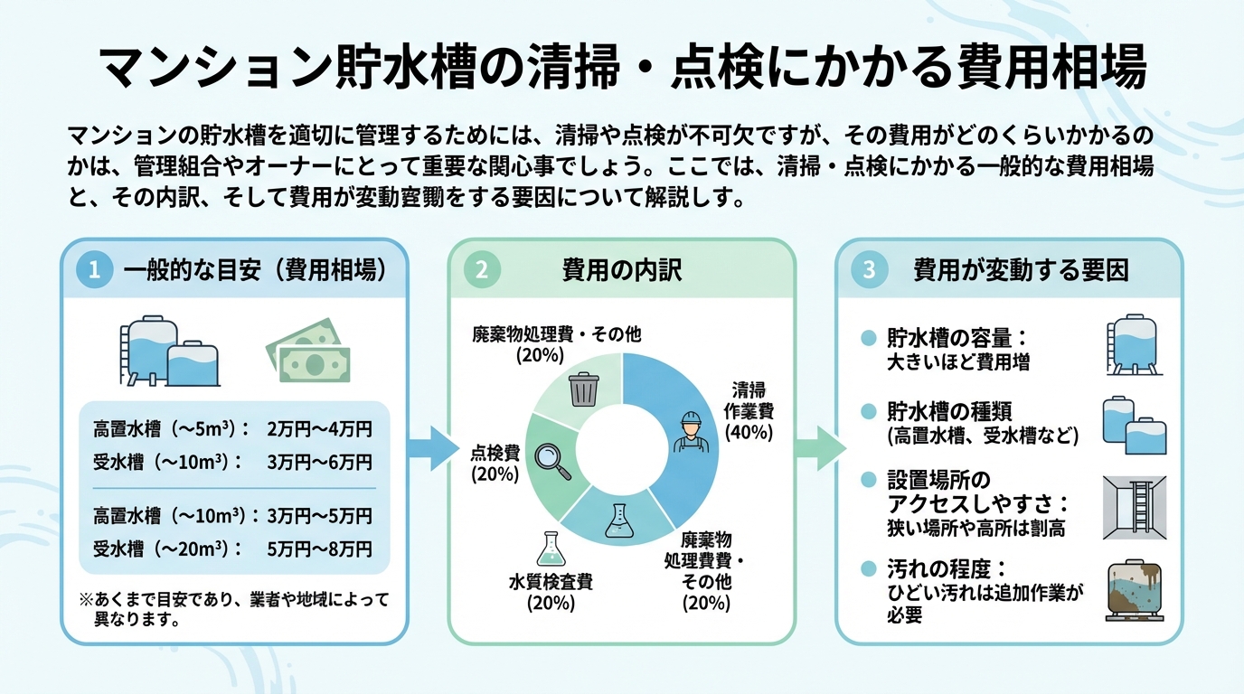 マンション貯水槽の清掃・点検にかかる費用相場