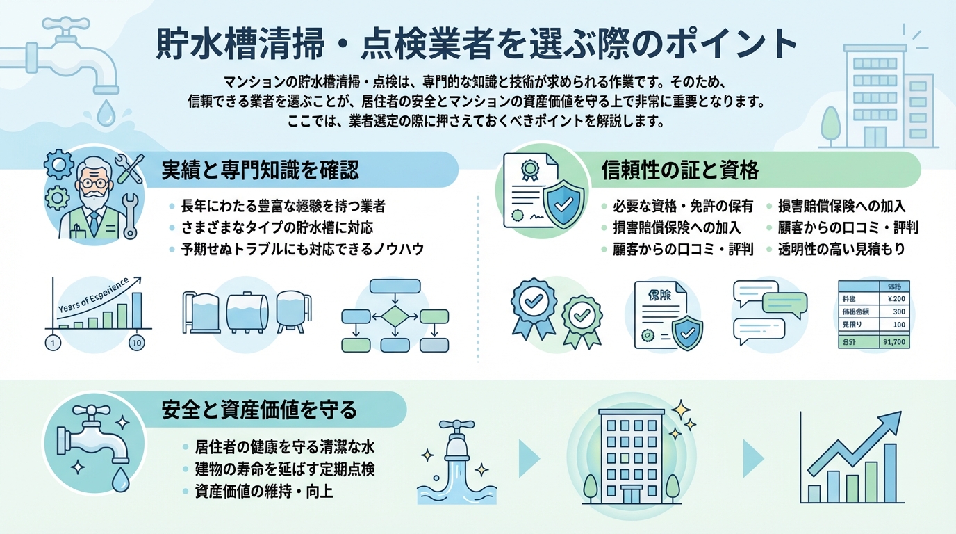 貯水槽清掃・点検業者を選ぶ際のポイント