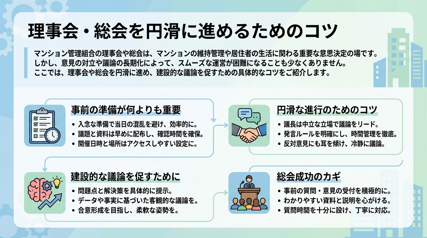 理事会・総会を円滑に進めるためのコツ