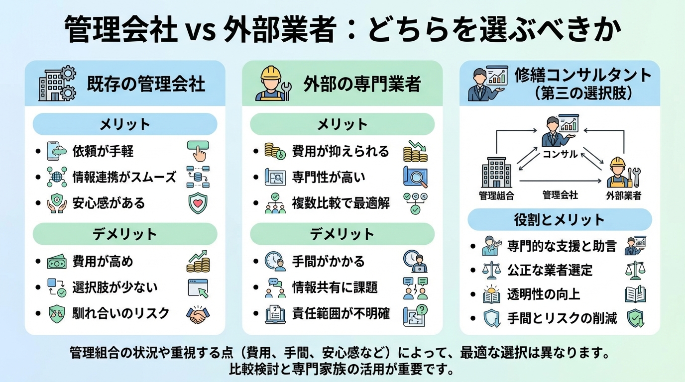 管理会社 vs 外部業者:どちらを選ぶべきか