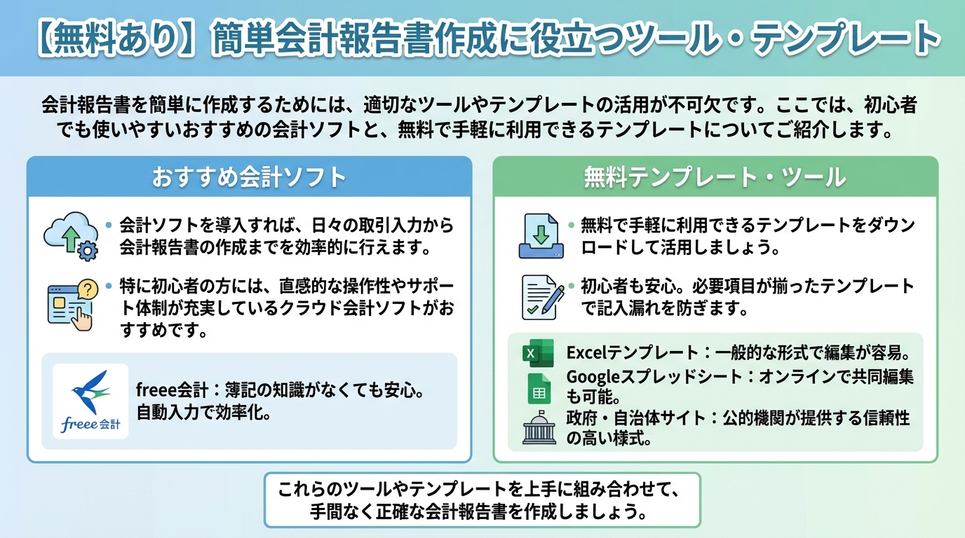 【無料あり】簡単会計報告書作成に役立つツール・テンプレート