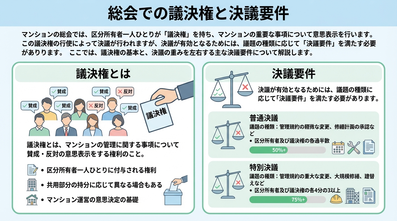 総会での議決権と決議要件