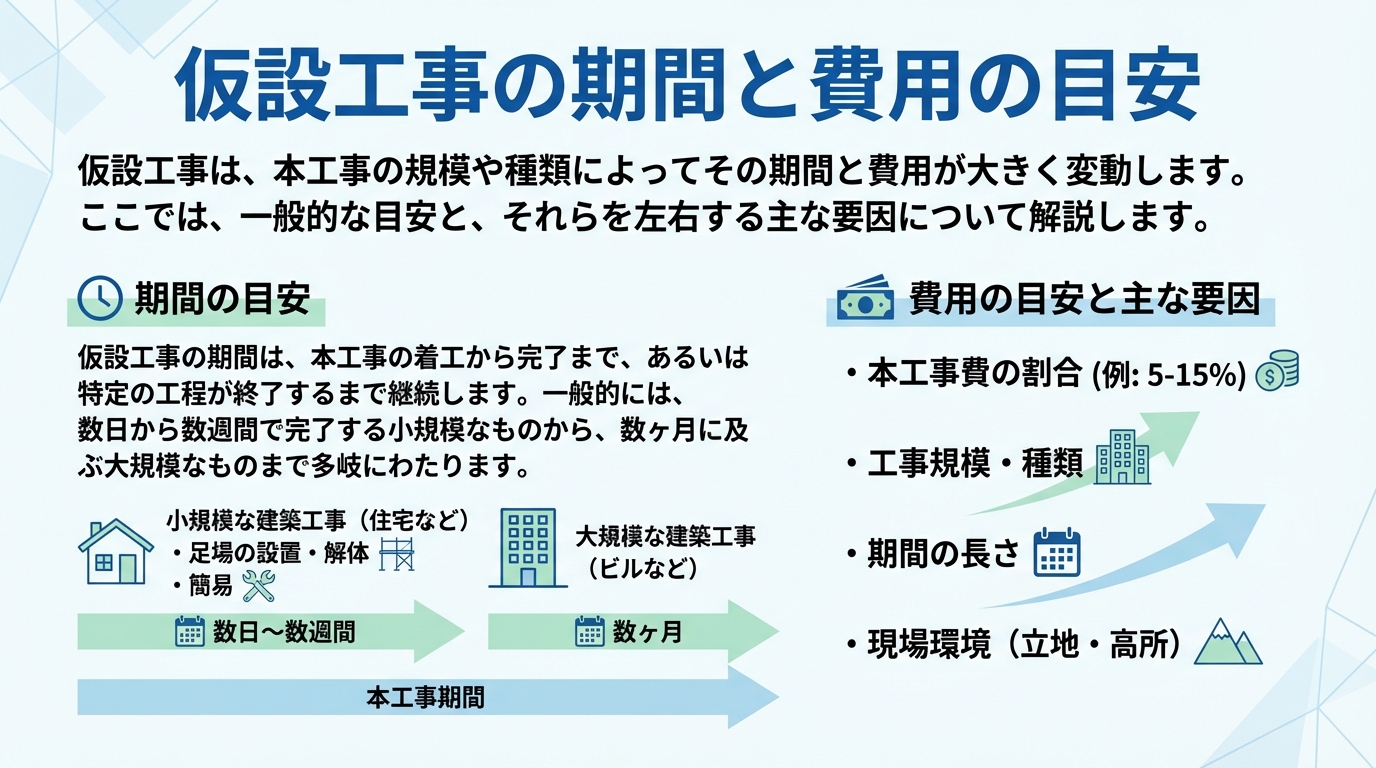 仮設工事の期間と費用の目安