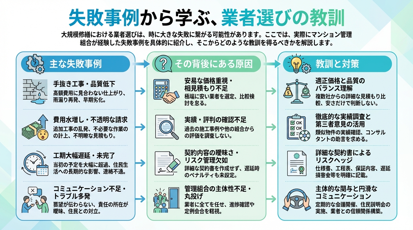 失敗事例から学ぶ、業者選びの教訓