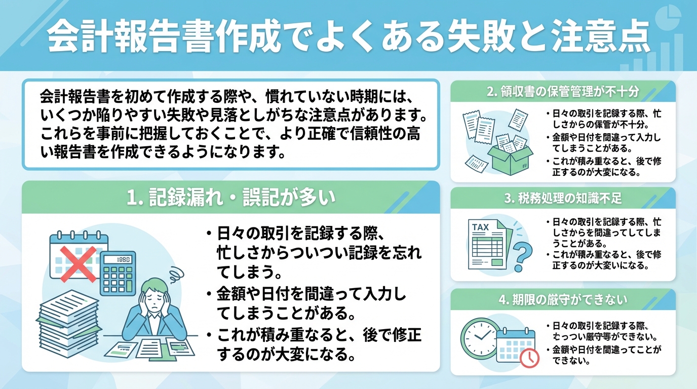 会計報告書作成でよくある失敗と注意点