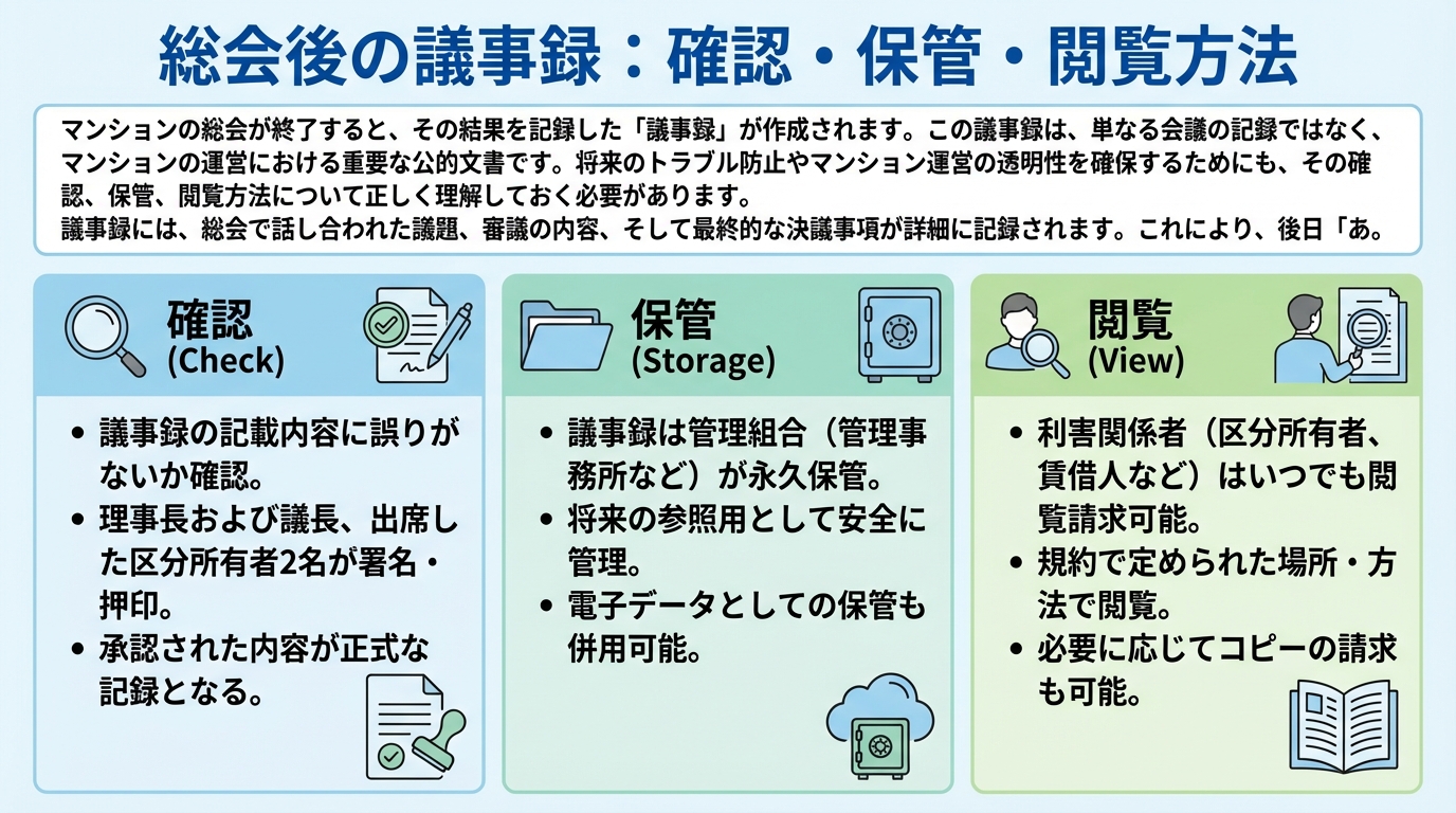 総会後の議事録：確認・保管・閲覧方法