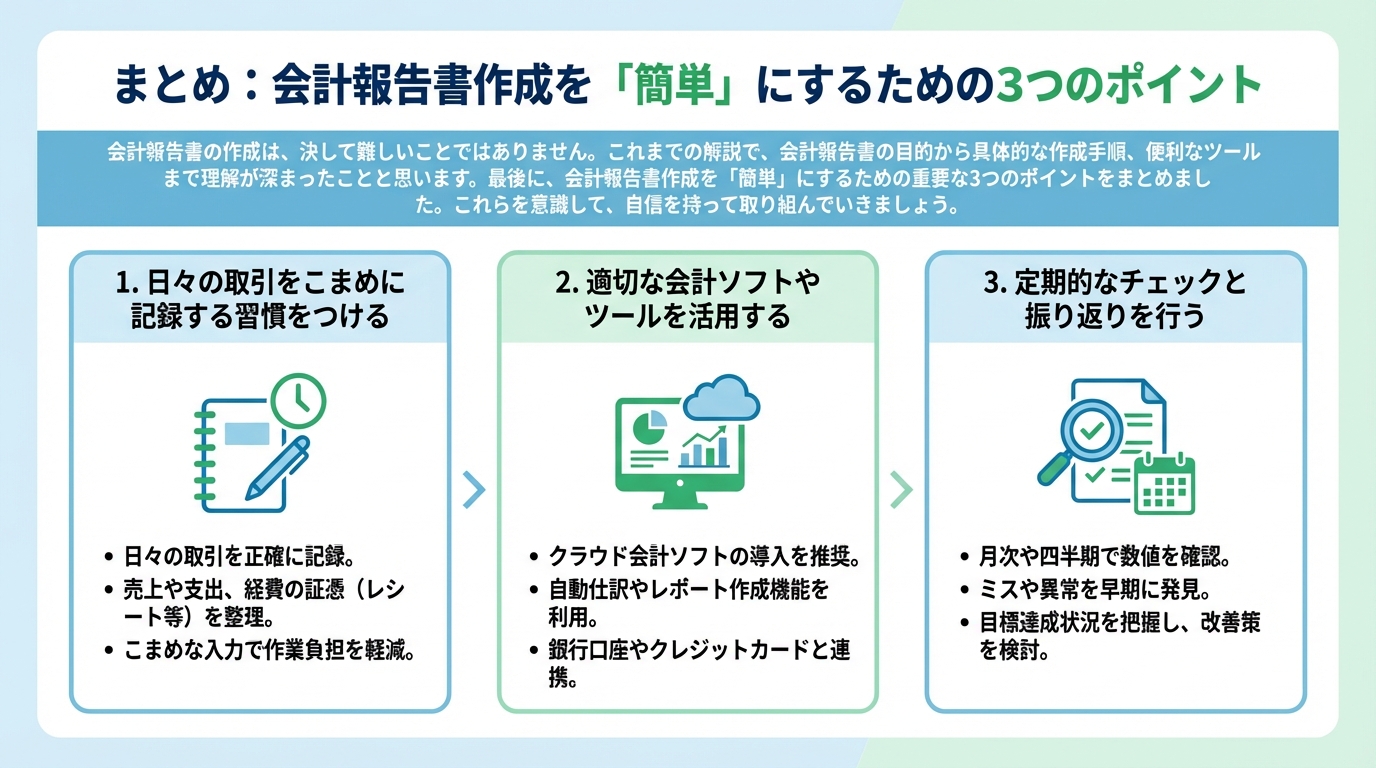 まとめ：会計報告書作成を「簡単」にするための３つのポイント