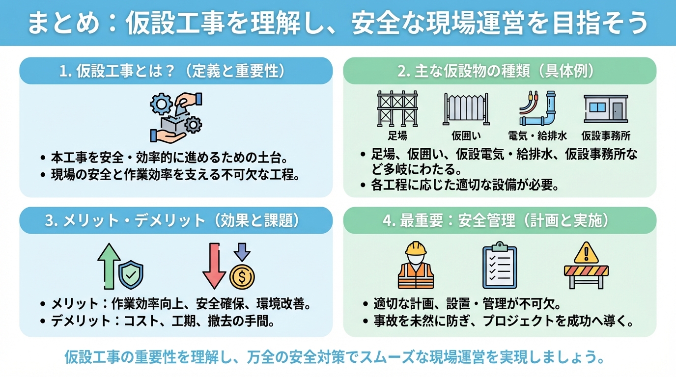 まとめ:仮設工事を理解し、安全な現場運営を目指そう