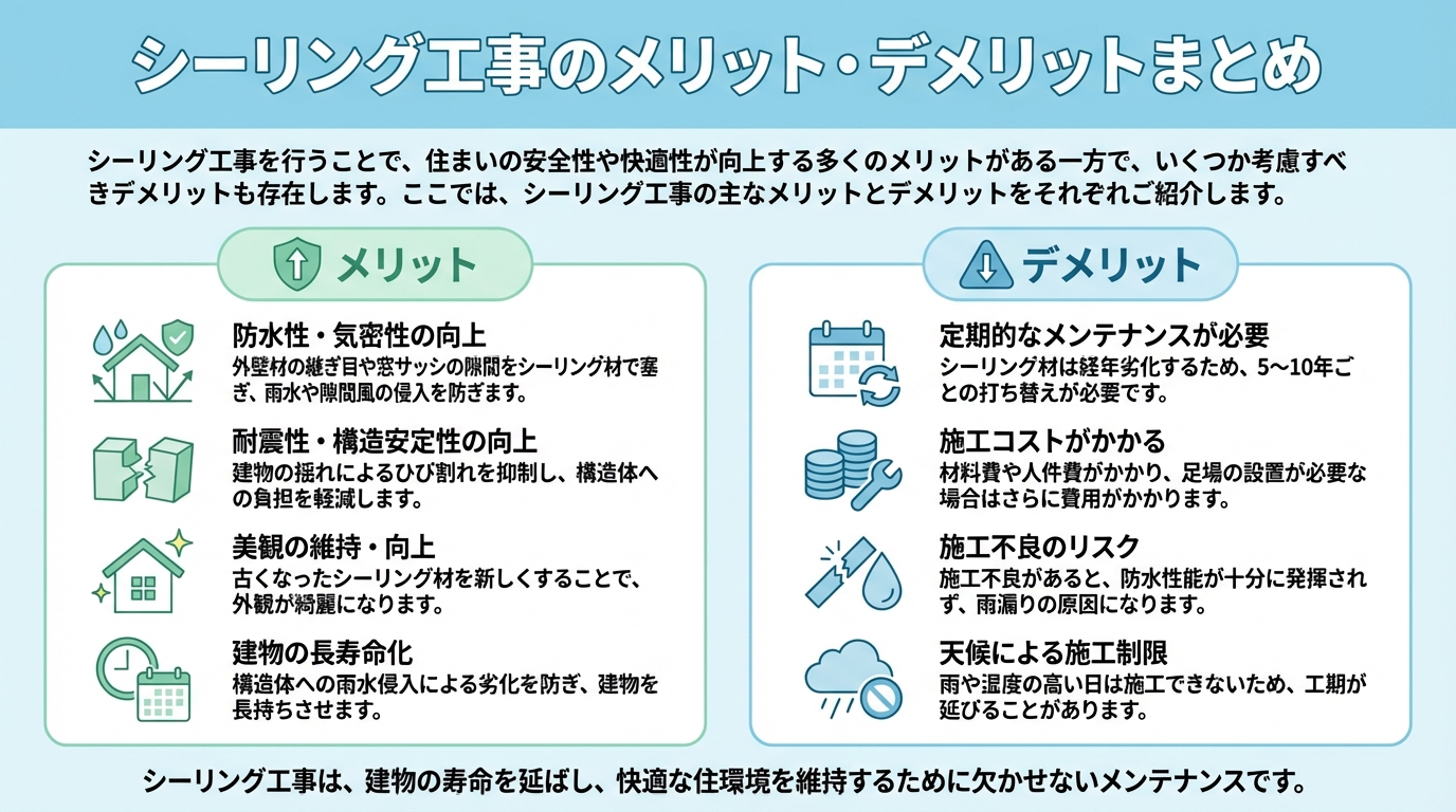 シーリング工事のメリット・デメリットまとめ