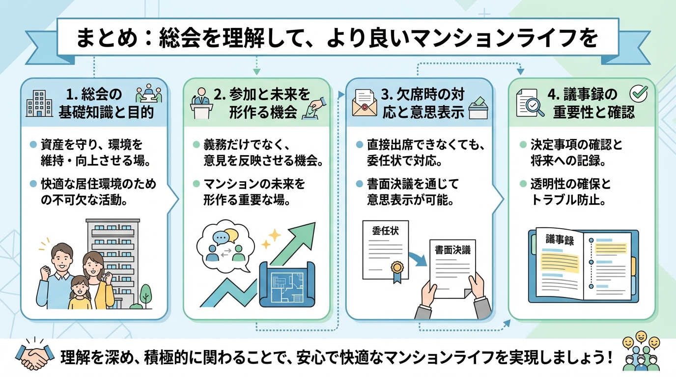 まとめ：総会を理解して、より良いマンションライフを